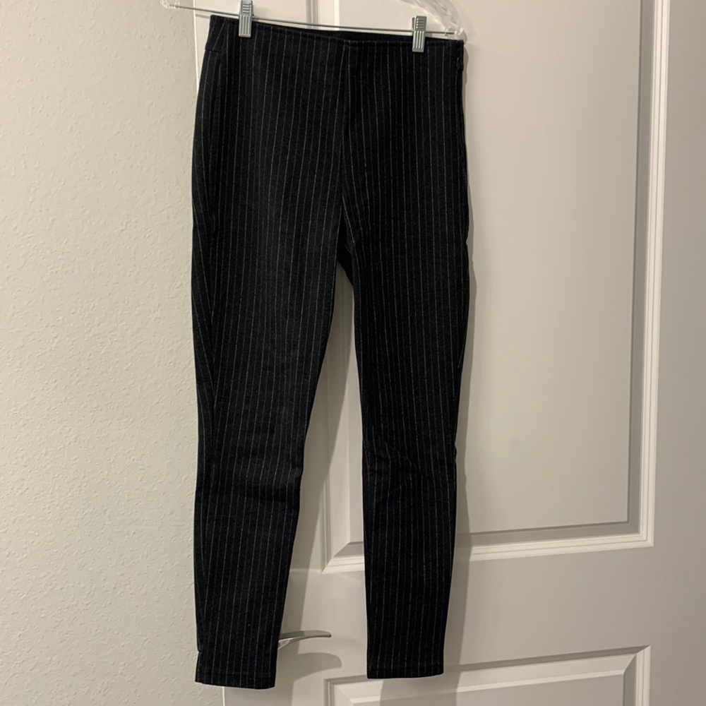 Black pin stripe dress leggings